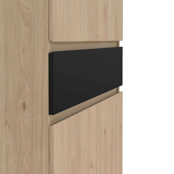 Wyld Haus Budapest Black and Natural Oak Effect Wood Shoe Cabinet 4 Doors 1 Drawer