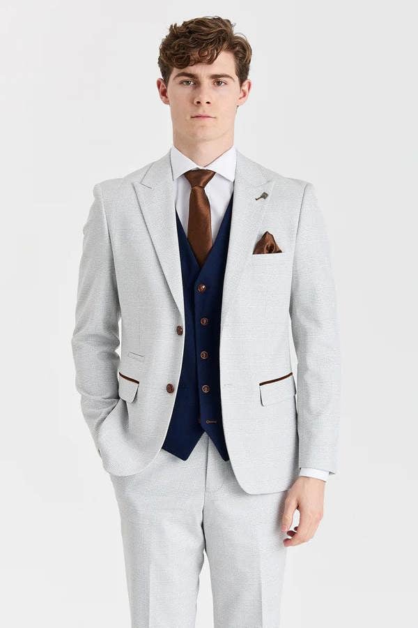 Paul Andrew Mark Stone Suit with Mayfair Navy Waistcoat