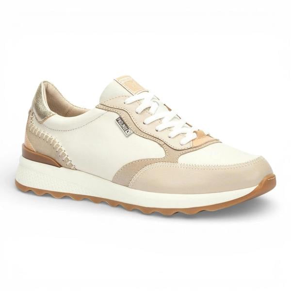 Arrecife - Women's Beige Leather Lace Up Sneakers - Pikolinos - 3