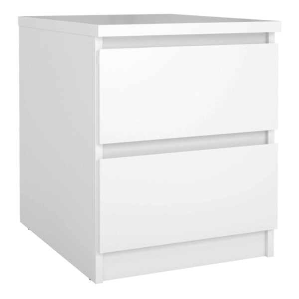 Wyld Haus Budapest White Wood Bedside Table 2 Drawers
