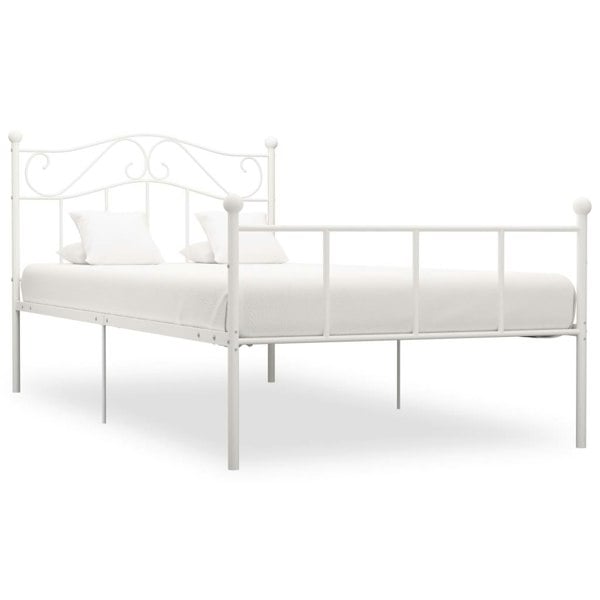 Berkfield Bed Frame White Metal 90x200 cm