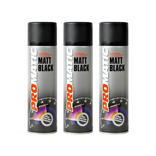 Promatic 3X Promatic Matt Black Spray Paint 500ml