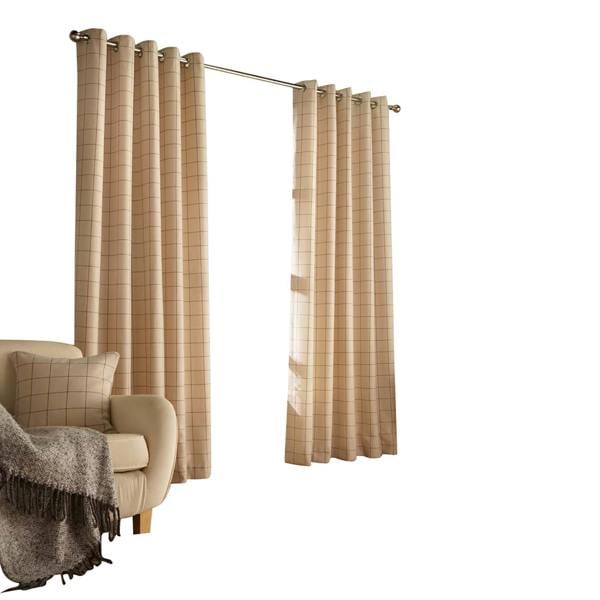 Furn Ellis Ringtop Eyelet Curtains - Natural - 