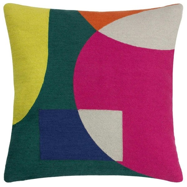 Furn Anjo Geometric Crewel Cushion Cover - Green/Multicoloured