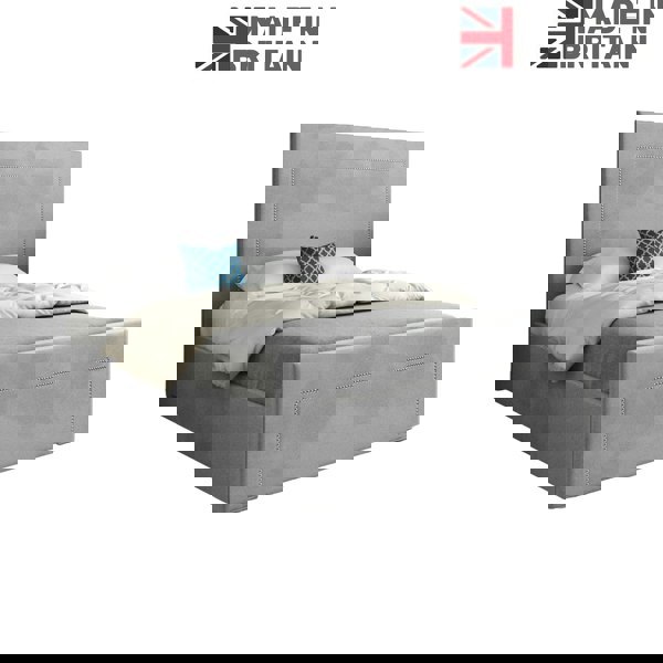 Casa Magna Lucca Upholstered Soft Velvet Bed Frame - Grey