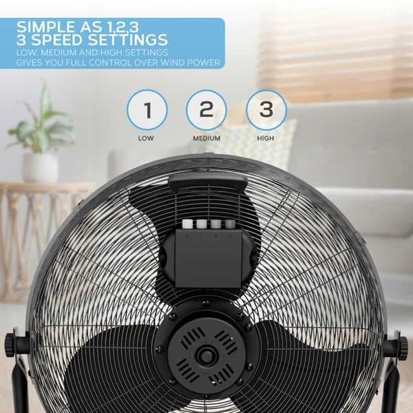 Air Pro 20" Floor Fan - Powerful Air Cooling Fan With 3 Speed Settings