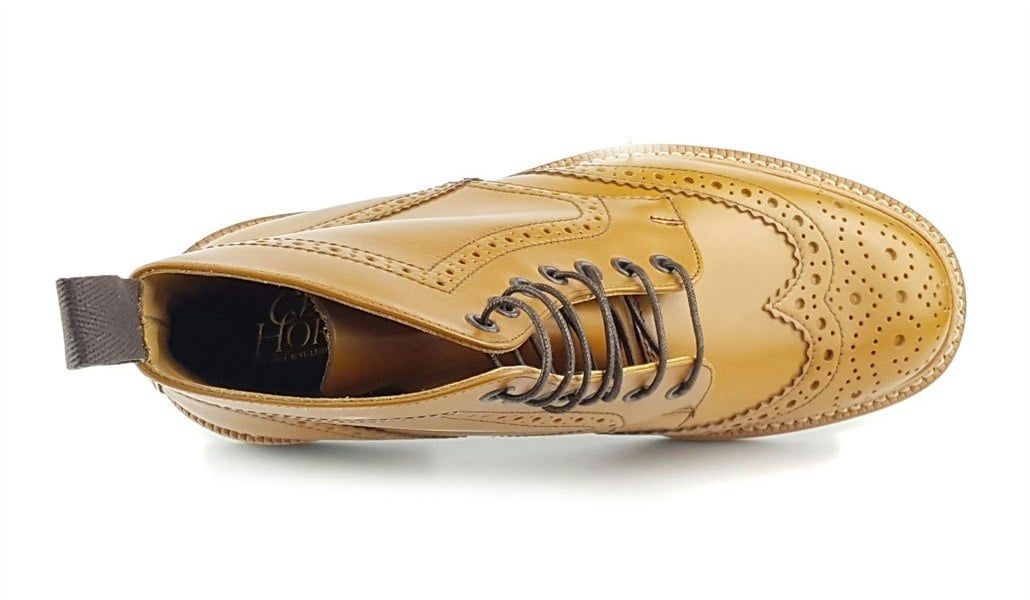 Charles Horrel England CH2009 Brogue Leather Welted Lace Mens Commando Boots