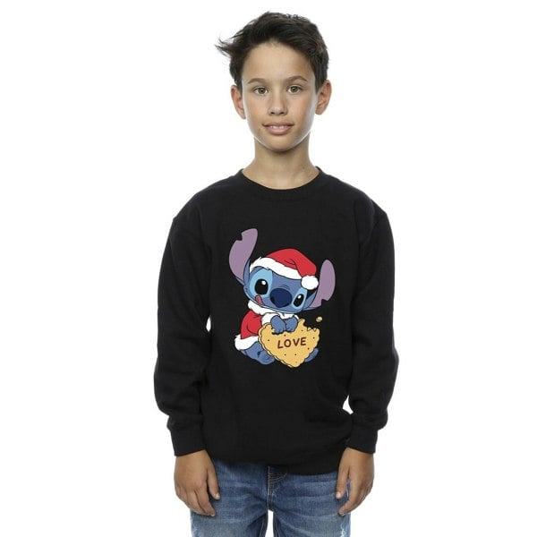 Disney Boys Lilo And Stitch Christmas Love Biscuit Sweatshirt - Black