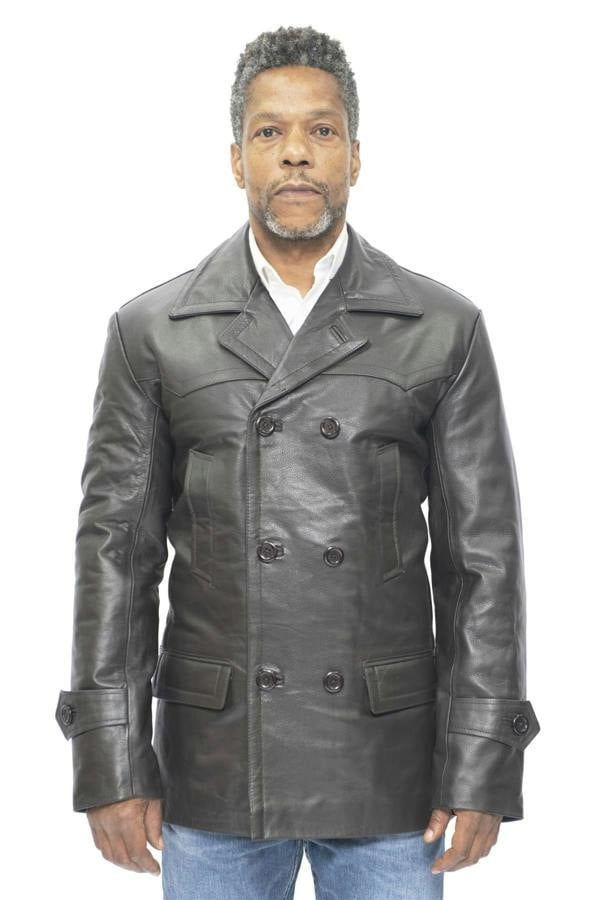Infinity Leather Mens Cowhide Leather Peacoat-Krakaw