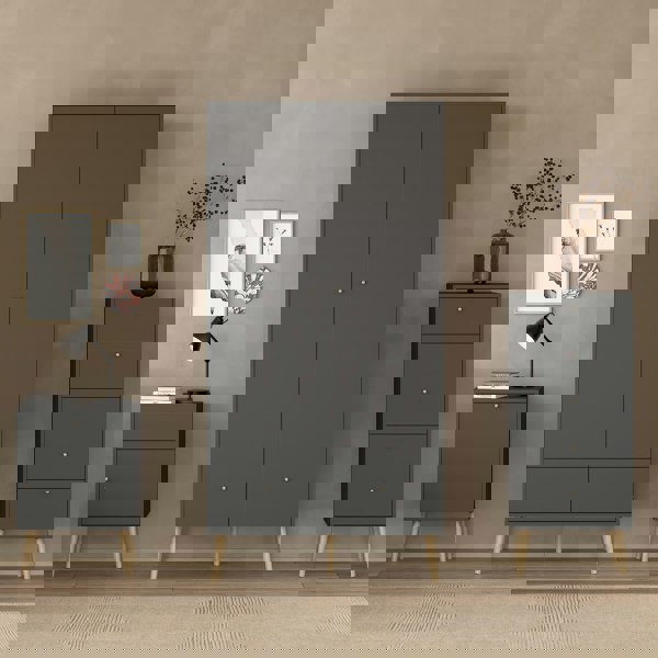 Furniture To Go Cumbria Wardrobe with 2 Doors + 2 Drawers Dark Grey