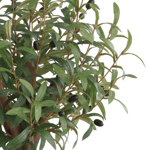 Artificial Olive Tree Natural Wood Trunk in Black Pot - 72cm