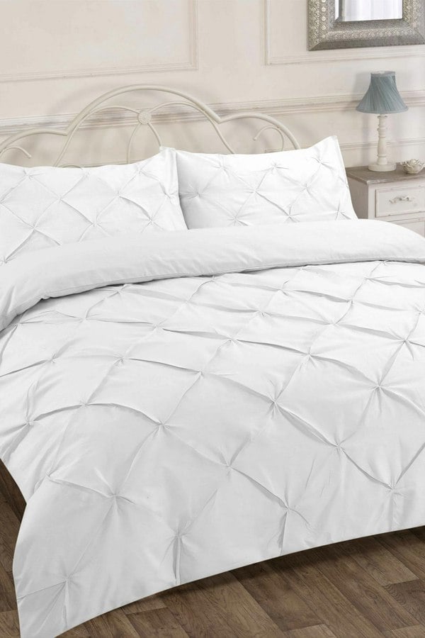 HomeSpace Direct Pintuck Pleated Duvet Cover Set Bedding