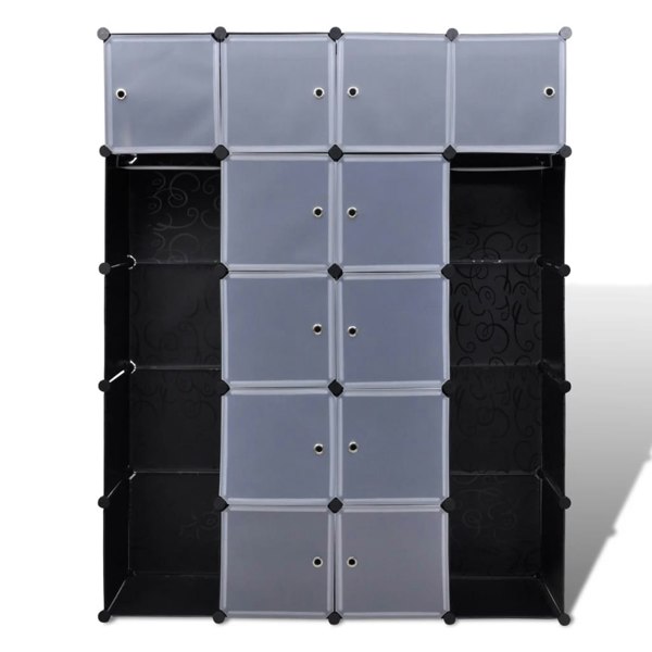 Berkfield Modular Cabinet 14 Compartments Black and White 37x146x180.5 cm