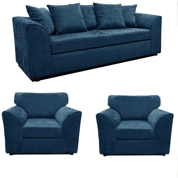 Furnishings For Less Monaco Chenille Fabric 3 Seater and 2 Armchairs