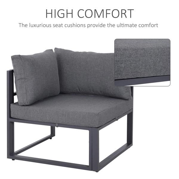 Wyld Haus Dokase 5 Seater Grey Outdoor Corner Sofa Set with Coffee Table and Chair Aluminium Framae