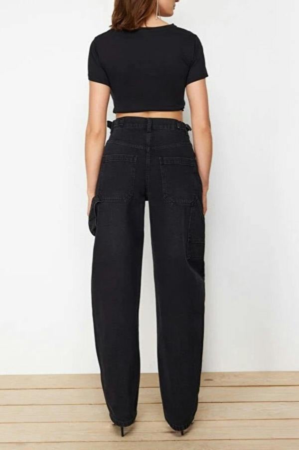 WOVCOR High Waist Carpenter Loose Baggy Jeans