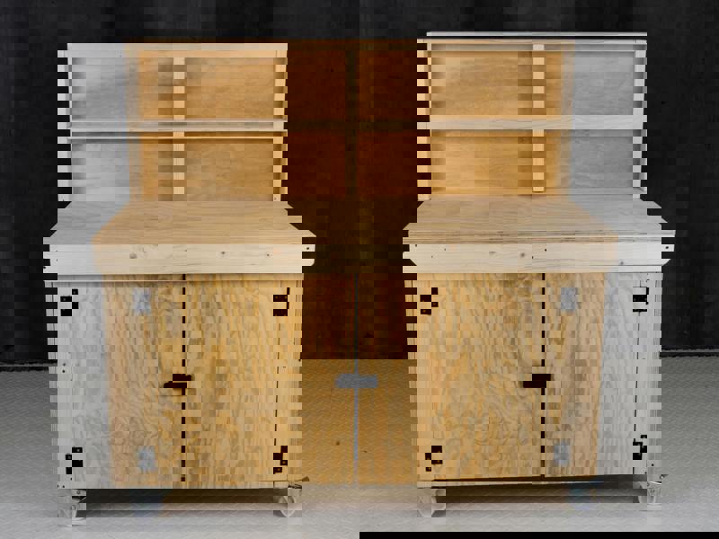 Arbor Garden Solutions Wooden Plywood Top Workbench With Lockable Cupboard (V.9) With back panel, With Wheels