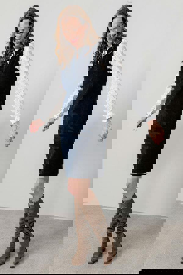 Belle Stretch Cotton Jumbo Cord Dress Navy | Lily and Me Clothing