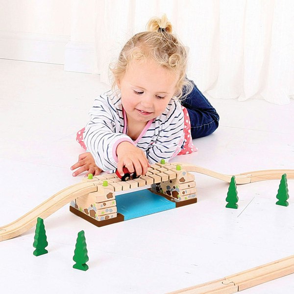 Bigjigs Rail Wooden Clickety Clack Bridge - Makes A 