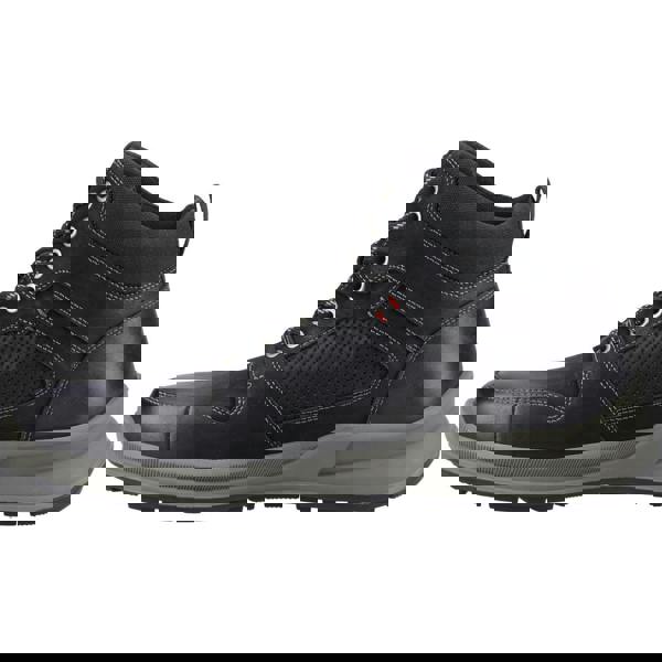 Hush Puppies Arnie Ankle Lace Up Leather Boots, black leather ankle boots with laces and cushioned collar for men's casual and outdoor wear.