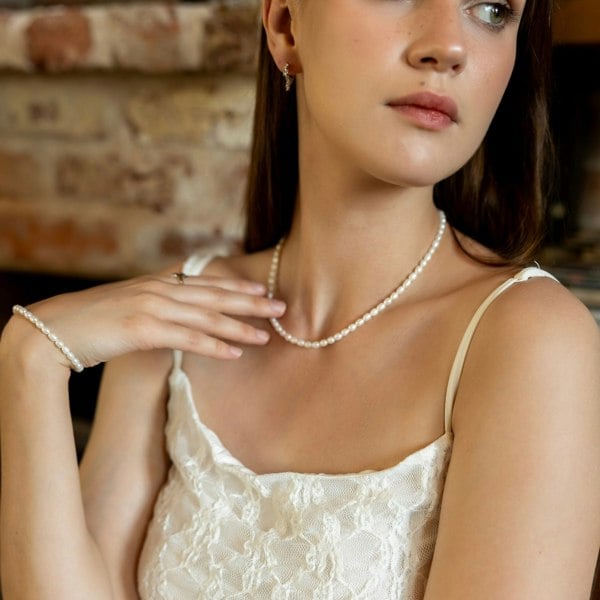 Spero London Natural Freshwater Real Seed Pearl Strand Bracelet