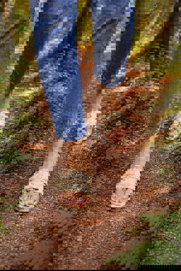 Trendy Trotters Gold Canvas Woven Flat Slider Sandals - Women’s Lightweight Summer Shoes