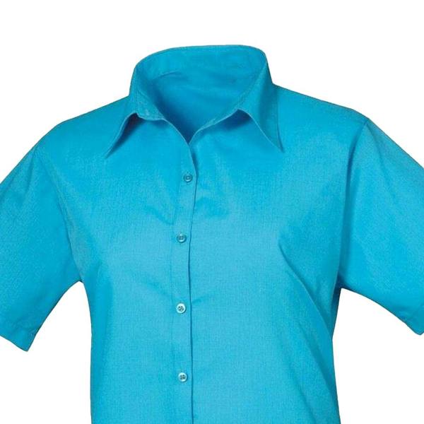 Premier Womens/Ladies Poplin Short-Sleeved Blouse - Turquoise