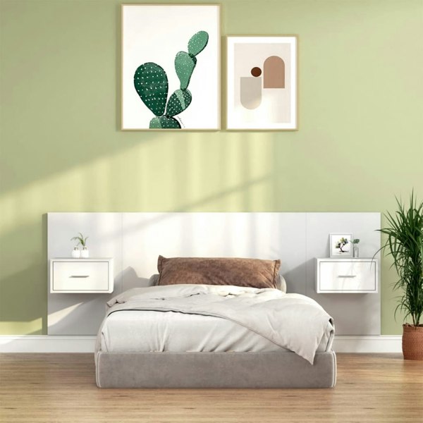 Berkfield Bed Headboard with Cabinets White Engineered Wood