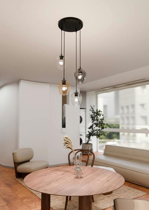 Emibig ISTAR Pendant lamp  4 x E27 Black with Transparent, Graphite and Amber Shade