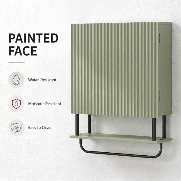 Bathroom Wall Cabinet Modern Space Saver Wall Mounted Cabinet Doors Storage Green