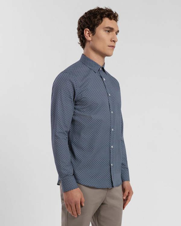 Steel & Jelly Limited Edition Navy Geometric Slim Fit Shirt