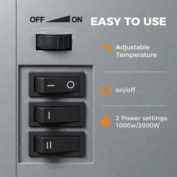 Freestanding Portable Fireplace, Electric Fireplace Stove Heater with 3D Flame Effect and Adjustable Thermostat, Grey