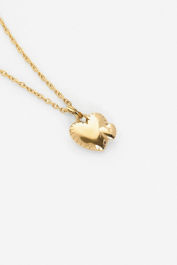 Elk & Bloom Mummy and Baby Double Hearts 14K Gold Pendant Necklace