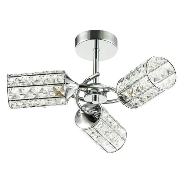 Modern Chrome Ceiling Light with Cylindrical Acrylic Beaded Shades Image 1