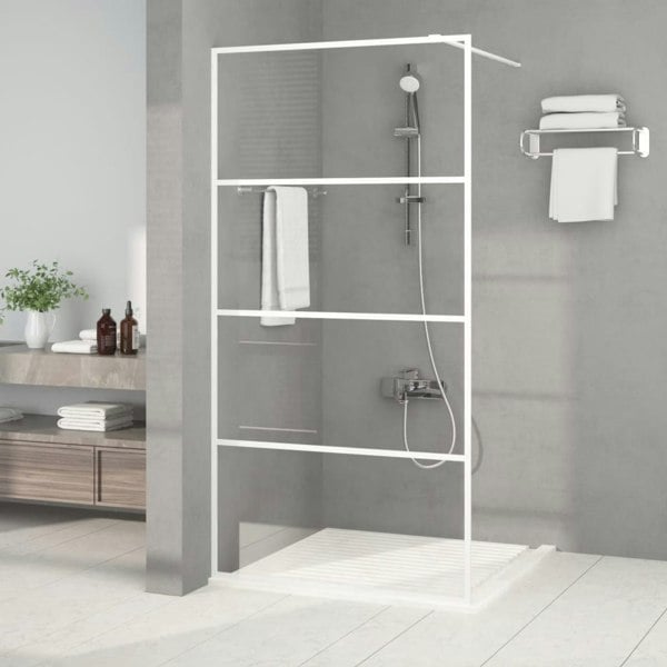 Berkfield Walk-in Shower Wall White 100x195 cm Clear ESG Glass