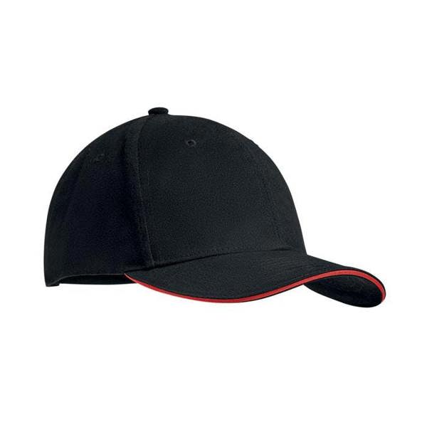 MidOcean Tekapo Heavy Brushed Cotton Baseball Cap - Black/Red - 