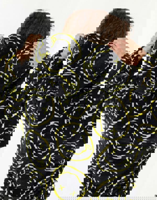 Nirvana Mens Black Logo Hooded Bathrobe