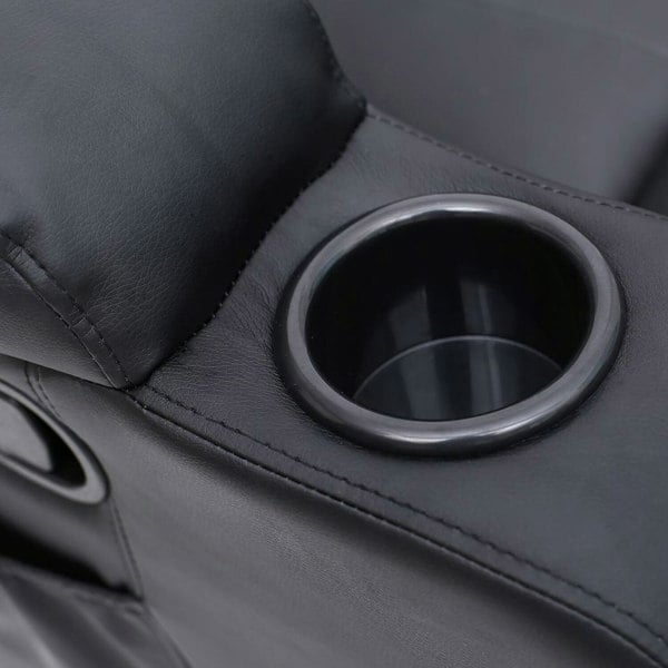 Copenhagan Leather Manual Recliner Armchair with Heat Massager in Black