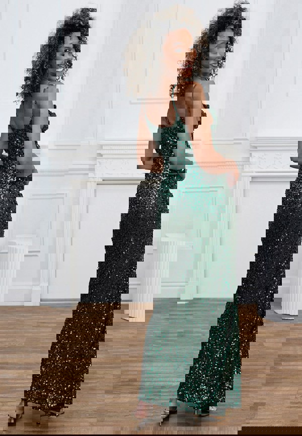 ANGELEYE Sequin Embellished Cami Maxi Dress - Emerald Green