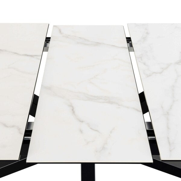 Wyld Haus Perth 200cm White Ceramic Extendable Dining Table Industrial Black Metal Legs