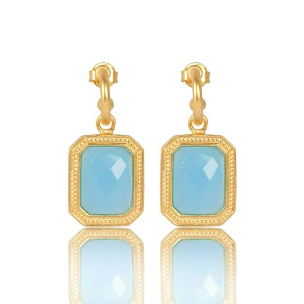 Lila Rasa Rectangular Bahamian Blue Crystal Hoops