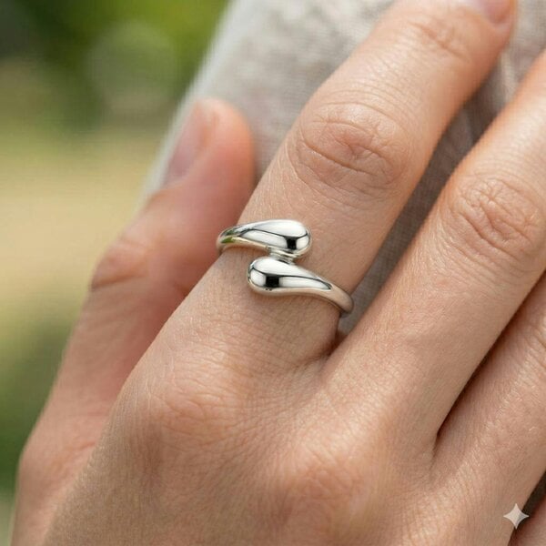 The Colourful Aura Minimal Open Curve Adjustable Gold/SIlver Ring
