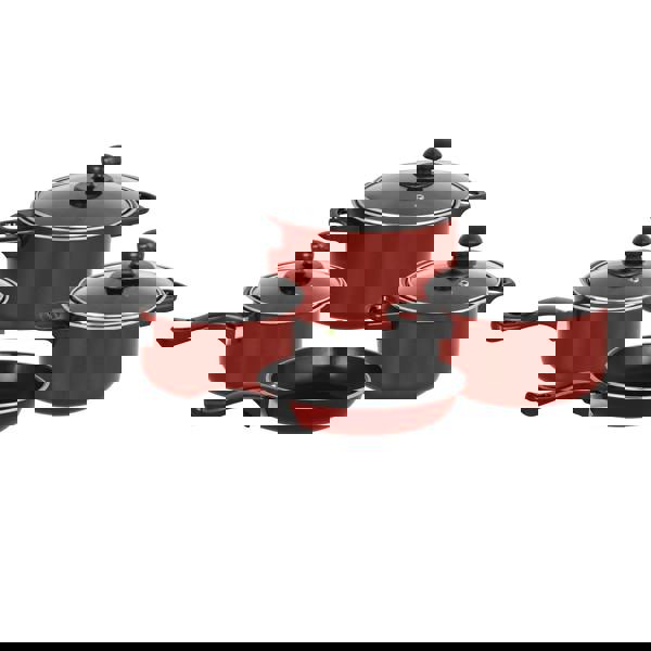 Gr8 Home Red 7 Piece Non Stick Cookware Set Cooking Pot Frying Pan Saucepan With Lids