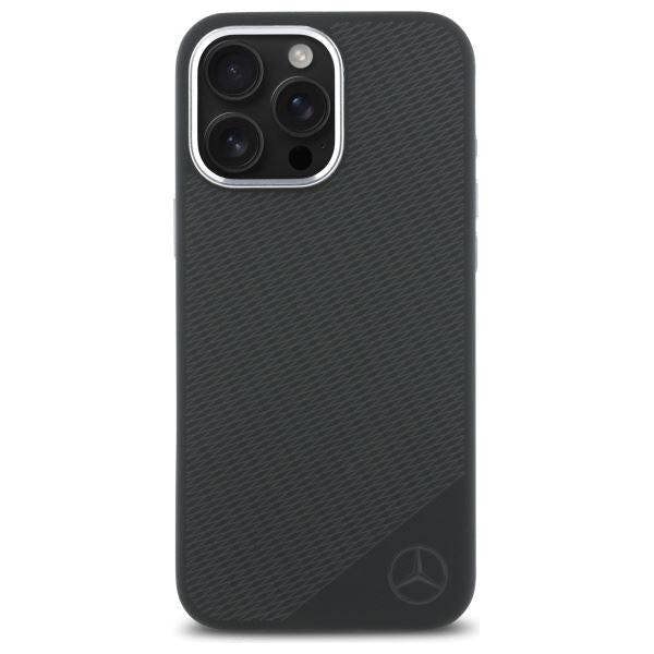 Mercedes Benz Silicone Tonal Logo Wood Pattern Case with MagSafe for iPhone 16 Pro Max 6.9" Black - MEHMP16X23SUGDK