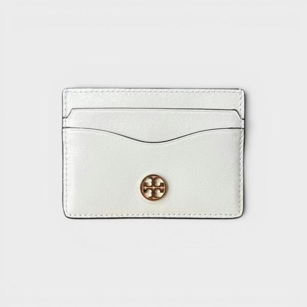Tory Burch Crinkle Slim Card Case Cirrus Cloud White
