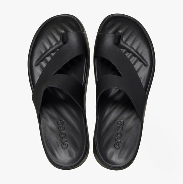 Crocs 210834-001 GETAWAY PLATFORM TOE LOOP Womens Sandals Black