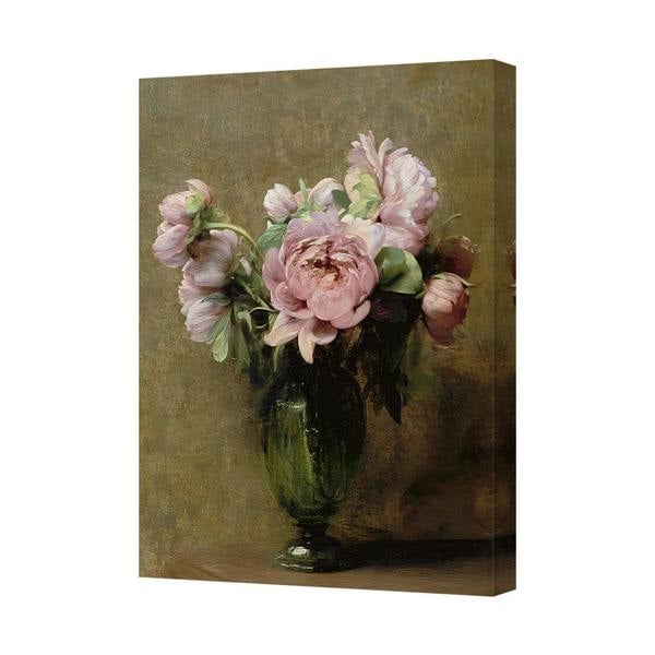 Benjamin Tate Design Pink Peony Bouquet Canvas Art Print In Vase UK Handmade