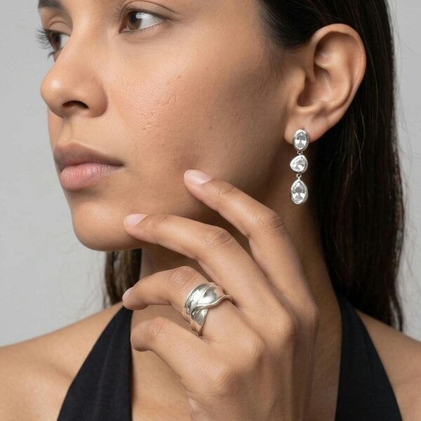 Uchi & Soto Enso Layered Silver Stone Earrings