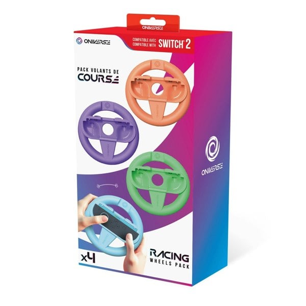Oniverse | Oniverse Pack of 4 Racing Wheel Controller Holders for Nintendo Switch 2 - Orange/Blue/Purple/Green