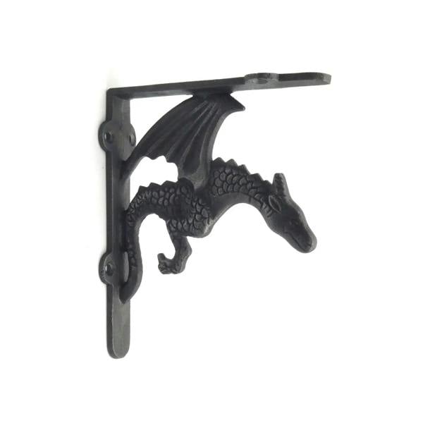 Pair of Antique Cast Iron Winged Dragon Shelf Brackets